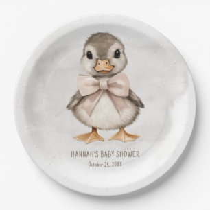 Adorable Duckling Waddle It Be Baby Shower Paper Plate