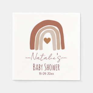 Adorable earthy rainbow baby shower for her brown napkin