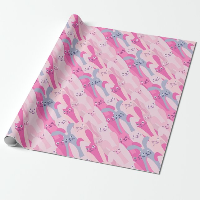 Adorable Easter Bunnies Pattern | Wrapping Paper (Unrolled)