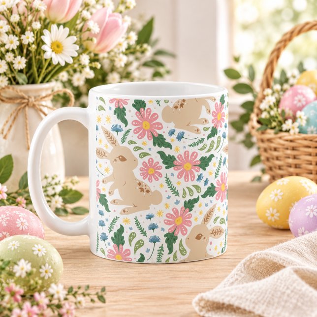  adorable Easter Bunny & Eggs Pattern Coffee Mug (adorable Easter Bunny & Eggs Pattern Coffee Mug)