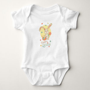 Adorable Easter Bunny Floral Baby Bodysuit