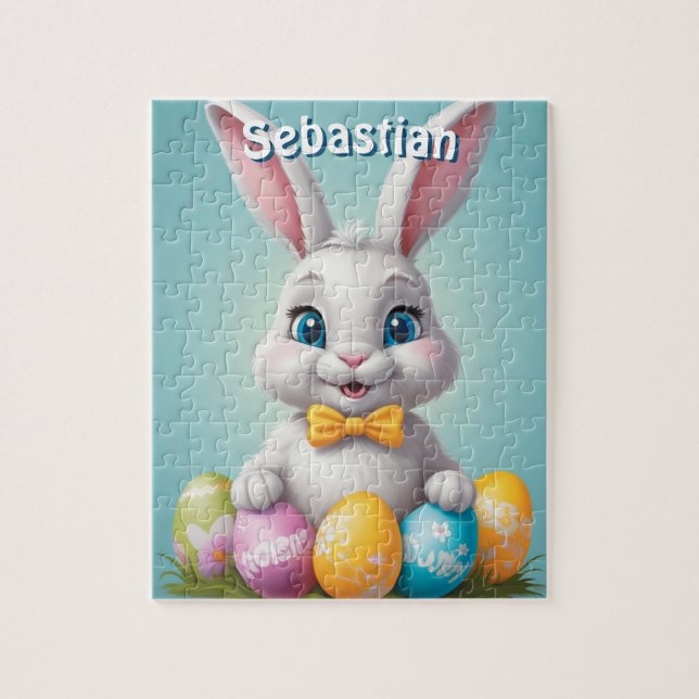 Adorable Easter Bunny Kids Personalised Jigsaw Puzzle (Vertical)