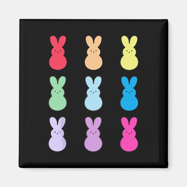 Adorable Easter Bunny Rainbow Tee – Cute Pastel Sp Magnet (Front)