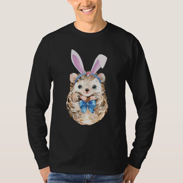 Adorable Easter Hedgehog Bunny Ears Hedgehog Bow T T-Shirt (Front)