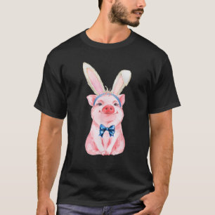 Adorable Easter Pig With Easter Bunny Ears - Easte T-Shirt