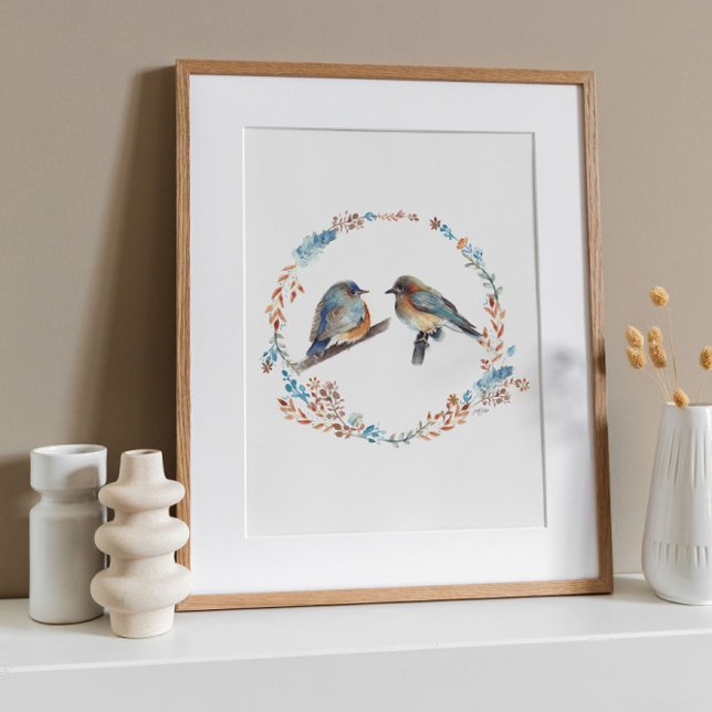 Adorable Eastern Bluebird Couple Art Print (Creator Uploaded)