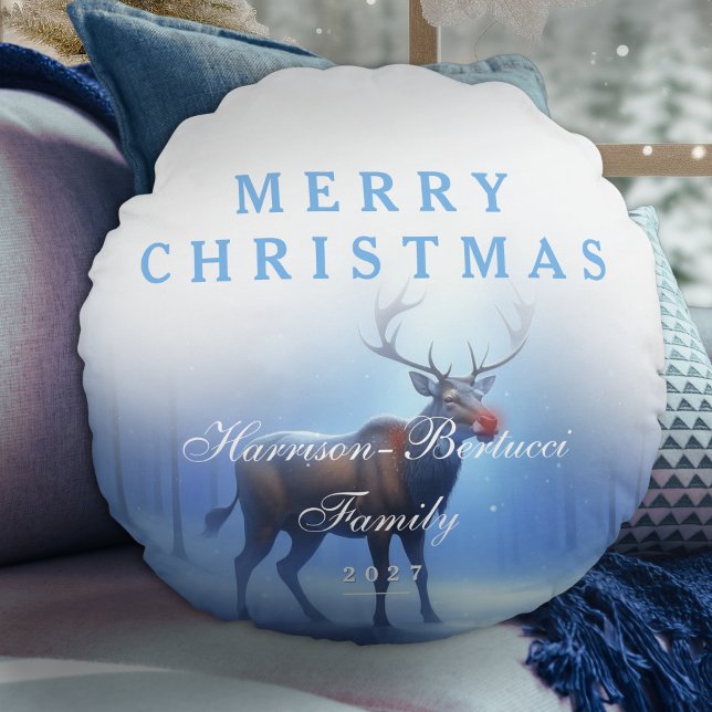Adorable Editable Winter Wonderland Chrsitmas Round Cushion (Creator Uploaded)