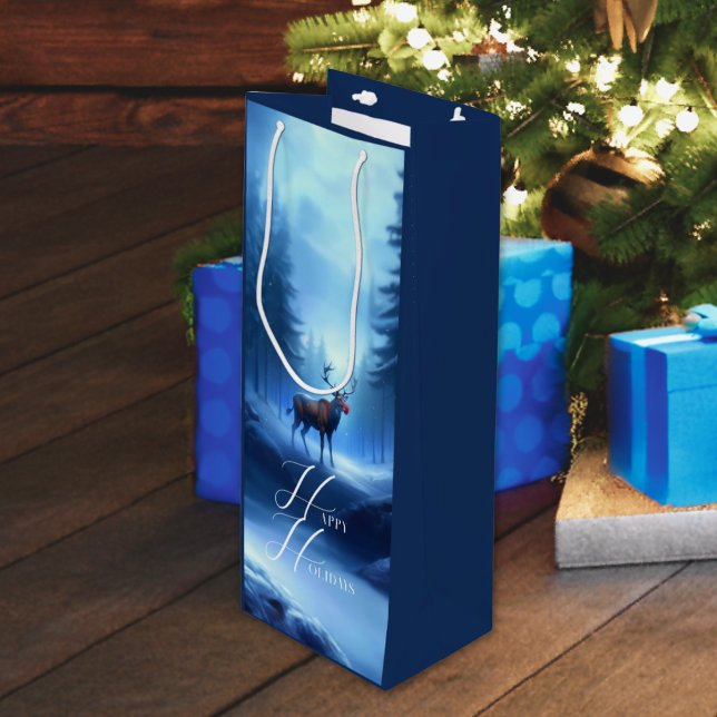 Adorable Editable Winter Wonderland Holidays Wine Gift Bag (Creator Uploaded)