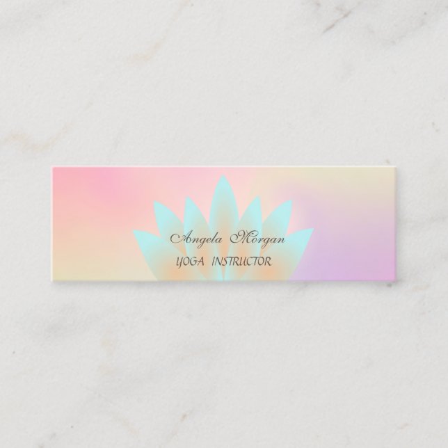 Adorable Elegant Chic Lotus Flower Holographic Mini Business Card (Front)