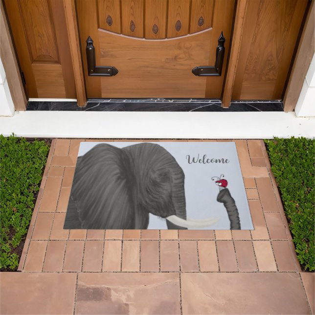 Adorable Elephant and Cute Ladybug Doormat (Outdoor)