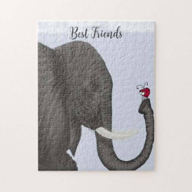 Adorable Elephant and Cute Ladybug Jigsaw Puzzle (Vertical)