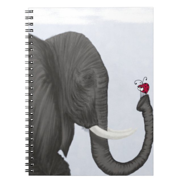 Adorable Elephant and Cute Ladybug Spiral Notebook (Front)