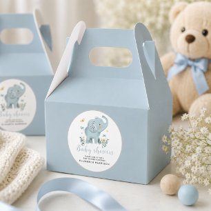 Adorable Elephant Blue Baby Boy Shower Favour Box