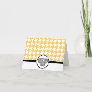 Adorable Elephant custom Yellow Houndstooth Cards