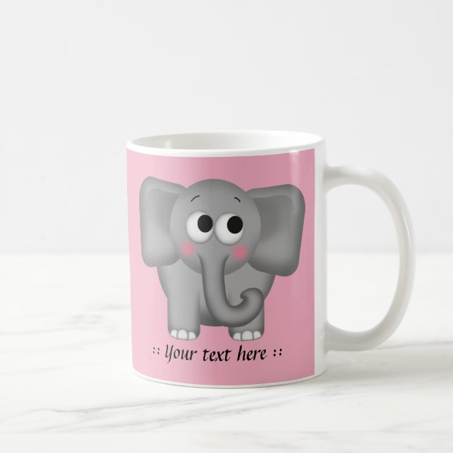 Adorable Elephant - Pink Personalised Mug (Right)