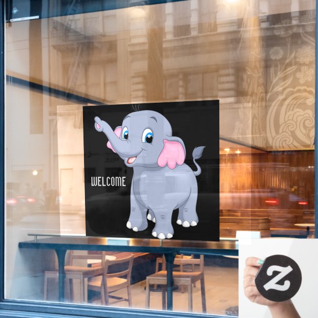 Adorable Elephant warm and inviting Board Image  (Cafe Window)