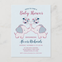 Adorable Elephants & Hearts Cute Baby Shower