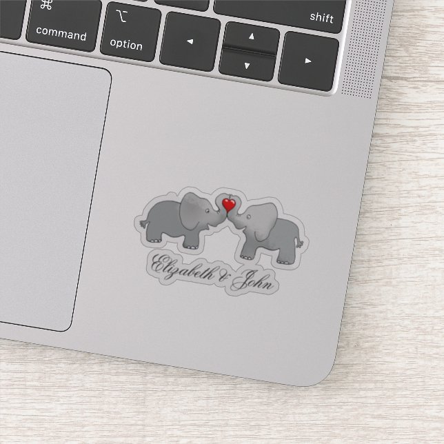 Adorable Elephants In Love - Personalised (Detail)