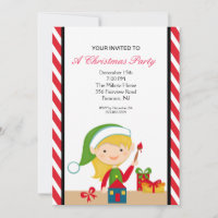 Adorable Elf working in Workshop Party Invite