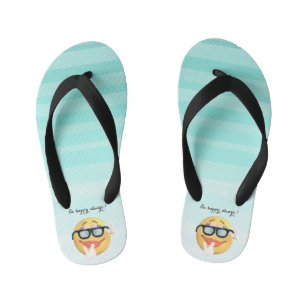 Adorable  Emoji Face-Be happy always Kid's Jandals