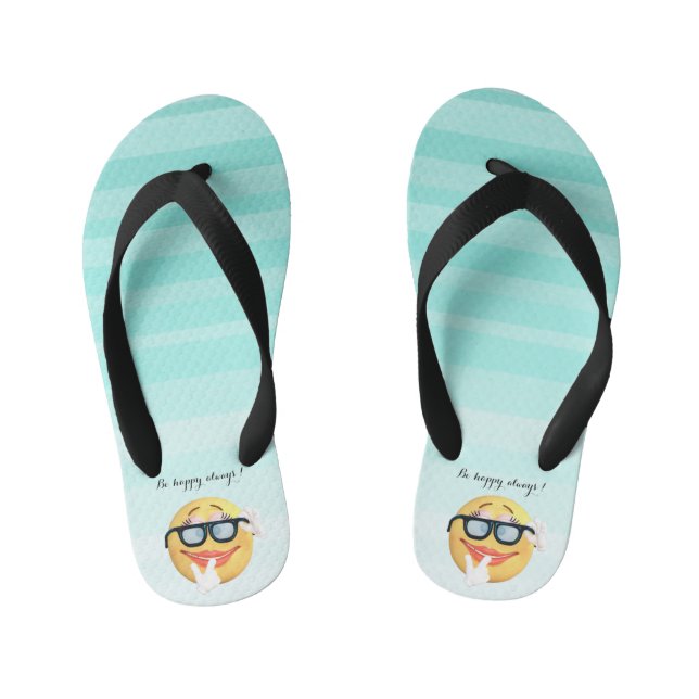 Adorable  Emoji Face-Be happy always Kid's Jandals (Footbed)