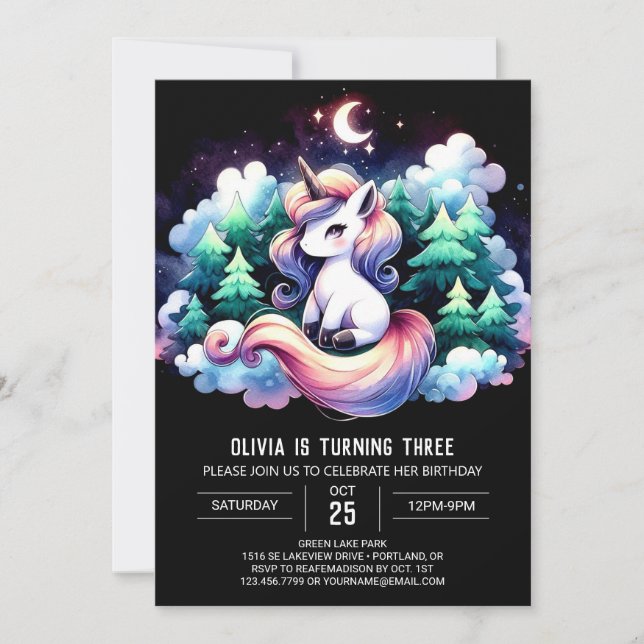 Adorable Enchanted Horse Birthday Invitation (Front)