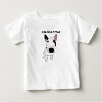 Adorable English Bull Terrier wants a treat