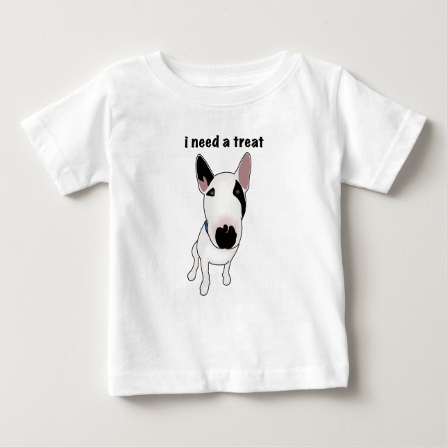 Adorable English Bull Terrier wants a treat Baby T-Shirt (Front)