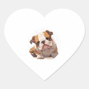 Adorable English Bulldog Classic T-Shirt (5) Heart Sticker