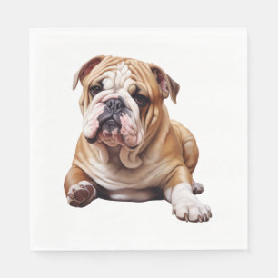 Adorable English Bulldog Puppy - Endearing Pet Por Napkin