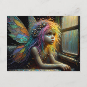 Adorable Fairy Bored on a Train Postcard