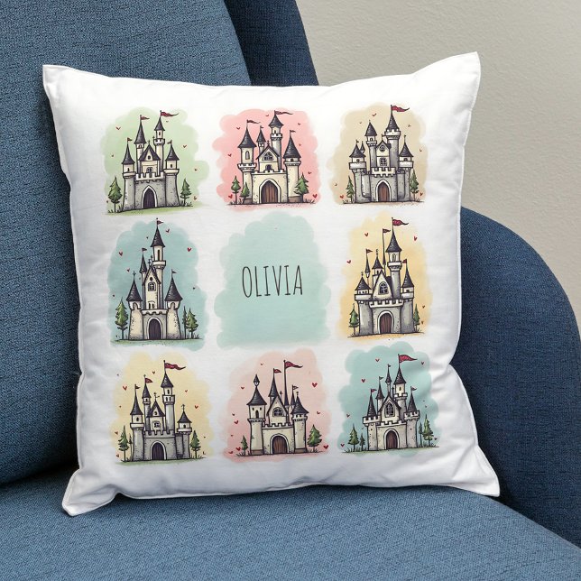 Adorable Fairy Tale Castle Doodles Cushion (Creator Uploaded)