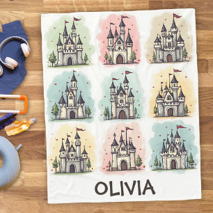 Adorable Fairy Tale Castle Doodles Fleece Blanket
