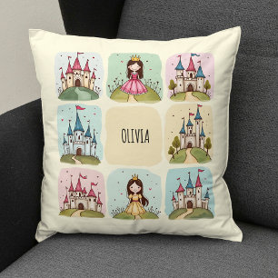 Adorable Fairy Tale Castle & Princess Doodles Cushion
