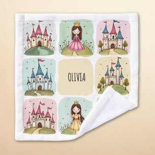 Adorable Fairy Tale Castle & Princess Doodles Wash Cloth