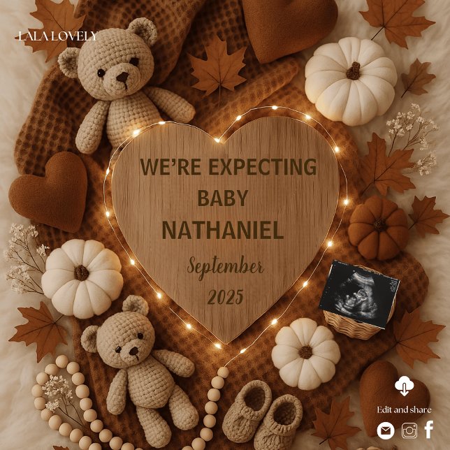 Adorable fall autumn bears pregnancy announcement  (Creator Uploaded)