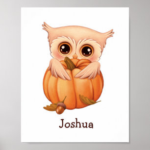 Adorable Fall Baby Owl Poster
