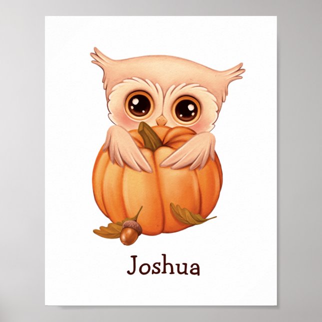 Adorable Fall Baby Owl Poster (Front)