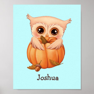 Adorable Fall Baby Owl Poster