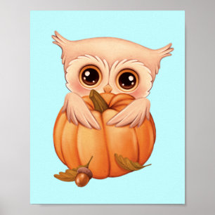 Adorable Fall Baby Owl Poster