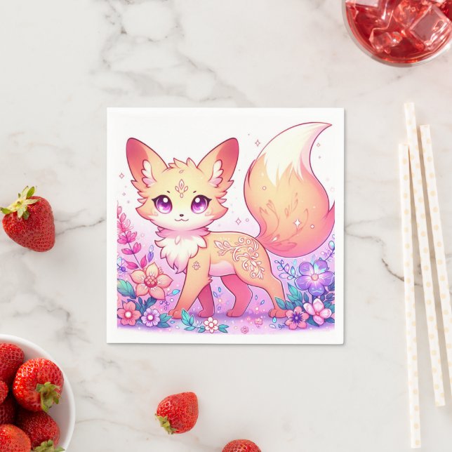 Adorable Fantasy Fox Baby Shower Napkin (Insitu)