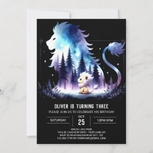 Adorable Fantasy Lion Birthday Invitation