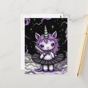 Adorable Fantasy Purple Unicorn Tutu With Knife Postcard