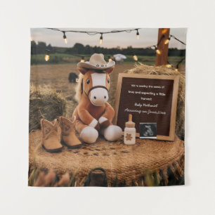 Adorable farm themed pregnancy announcement tapestry