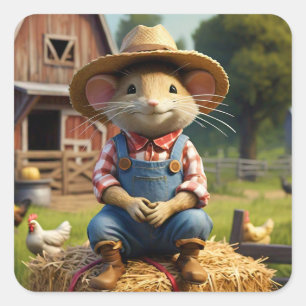 Adorable Farmer Mouse Sticker