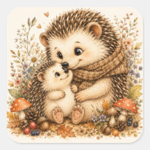 Adorable Father Hedgehog and Baby Cosy Hug