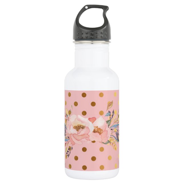 Adorable  Faux Gold Polka Dots Flowers 532 Ml Water Bottle (Front)