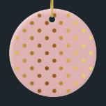 Adorable  Faux Gold Polka Dots Flowers Ceramic Tree Decoration<br><div class="desc">Elegant faux gold polka dots with flowers on pink background.Select the costume button to change the font style, colour and size.Unique gift for the trendanista and fashion lover.</div>