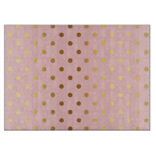 Adorable  Faux Gold Polka Dots Flowers Cutting Board