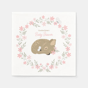 Adorable Fawn Baby Shower Classic Round Sticker Napkin